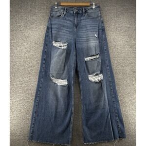 Hollister High Rise Extreme Baggy Pants Women Size 9R/29x30 Distressed Blue